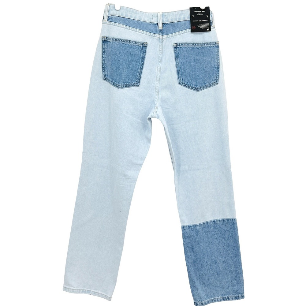 L&M Black Label Women's High Rise Blue Boyfriend Patchwork Jeans Size 7 NWT